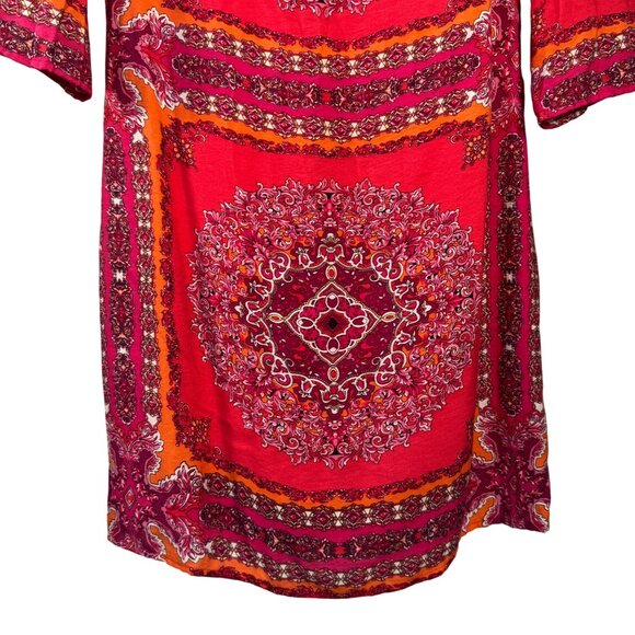 Laundry By Shelli Segal Size 4 Red & Orange 3/4 Sleeve Printed Dress - Picture 6 of 11